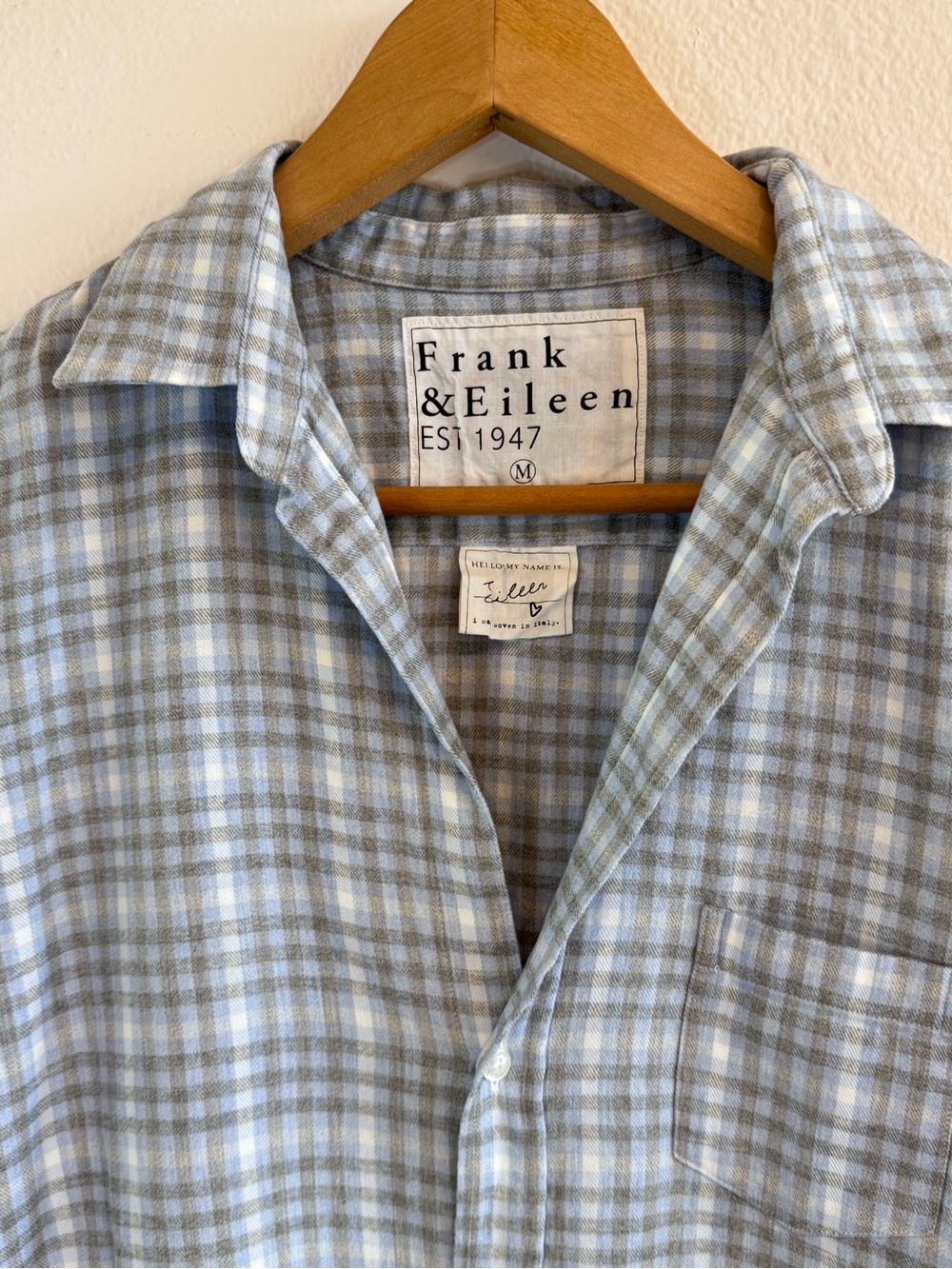 Like New! Frank & Eileen “Eileen” Button Up Shirt Flannel Grey Blue Plaid Medium - Picture 3 of 10